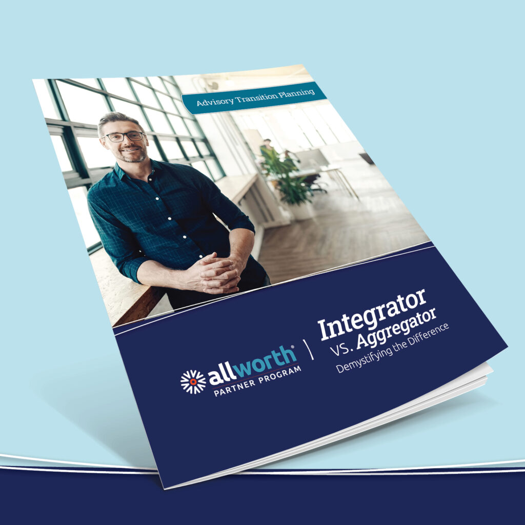 Cover image of the Allworth Partner Program's "Integrator vs Aggregator" Guide